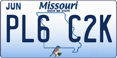 MO license plate PL6C2K