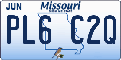 MO license plate PL6C2Q