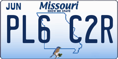 MO license plate PL6C2R
