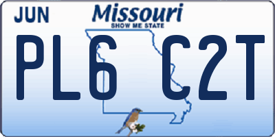 MO license plate PL6C2T