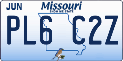 MO license plate PL6C2Z
