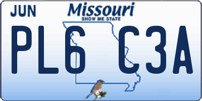 MO license plate PL6C3A