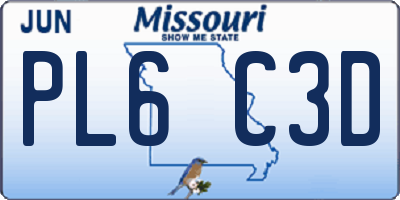 MO license plate PL6C3D