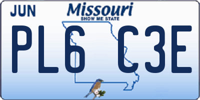 MO license plate PL6C3E