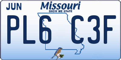 MO license plate PL6C3F