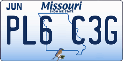 MO license plate PL6C3G