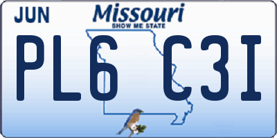 MO license plate PL6C3I