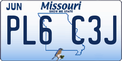 MO license plate PL6C3J