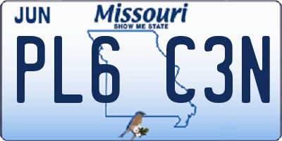 MO license plate PL6C3N