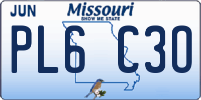 MO license plate PL6C3O