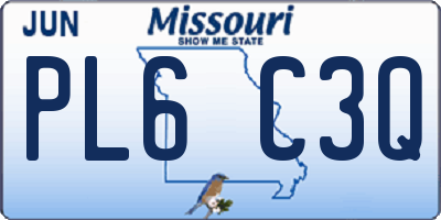 MO license plate PL6C3Q