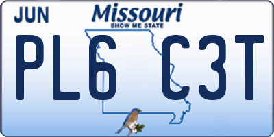 MO license plate PL6C3T