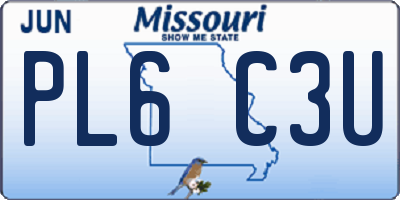 MO license plate PL6C3U