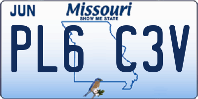MO license plate PL6C3V