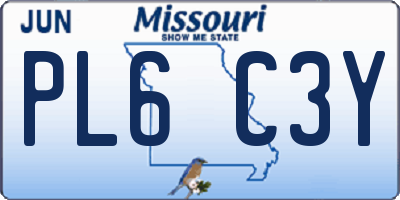 MO license plate PL6C3Y