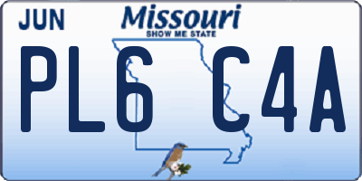 MO license plate PL6C4A