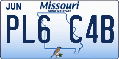 MO license plate PL6C4B