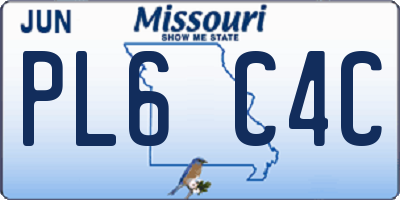MO license plate PL6C4C