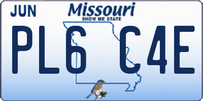 MO license plate PL6C4E