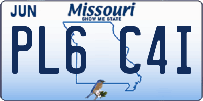 MO license plate PL6C4I