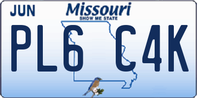 MO license plate PL6C4K