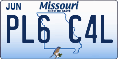 MO license plate PL6C4L
