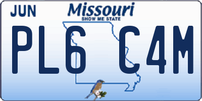 MO license plate PL6C4M
