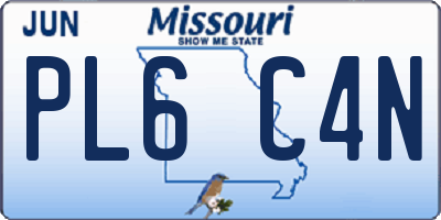 MO license plate PL6C4N