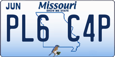 MO license plate PL6C4P
