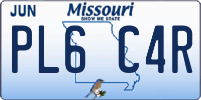MO license plate PL6C4R