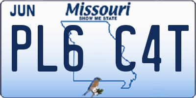 MO license plate PL6C4T