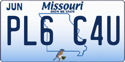MO license plate PL6C4U