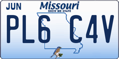 MO license plate PL6C4V