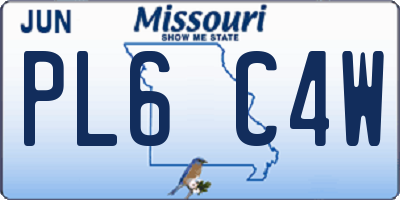 MO license plate PL6C4W