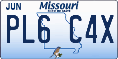 MO license plate PL6C4X