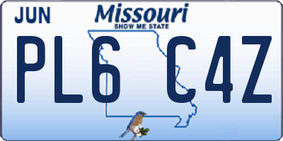 MO license plate PL6C4Z