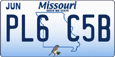 MO license plate PL6C5B
