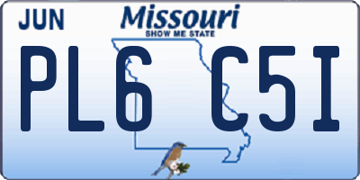 MO license plate PL6C5I