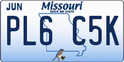 MO license plate PL6C5K