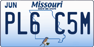 MO license plate PL6C5M