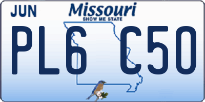 MO license plate PL6C5O