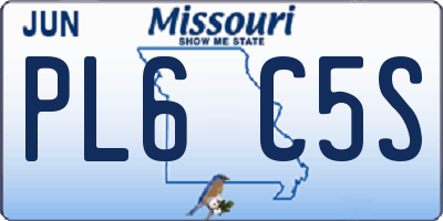 MO license plate PL6C5S