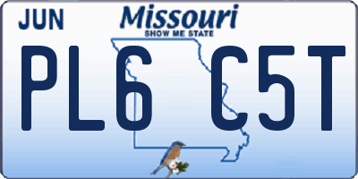 MO license plate PL6C5T