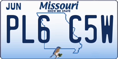 MO license plate PL6C5W