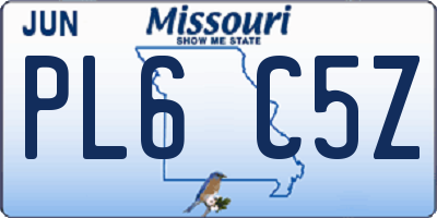 MO license plate PL6C5Z