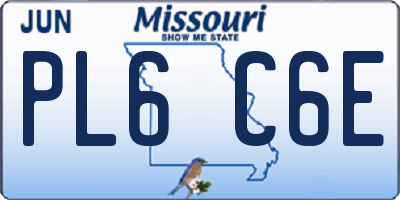 MO license plate PL6C6E
