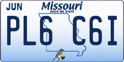 MO license plate PL6C6I