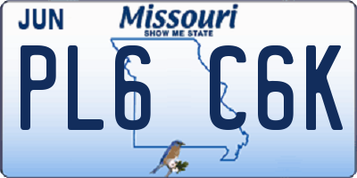 MO license plate PL6C6K