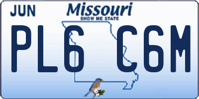 MO license plate PL6C6M