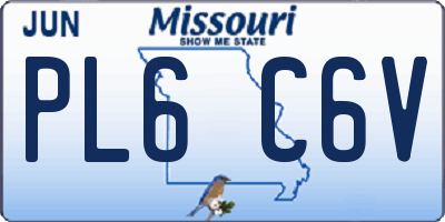 MO license plate PL6C6V